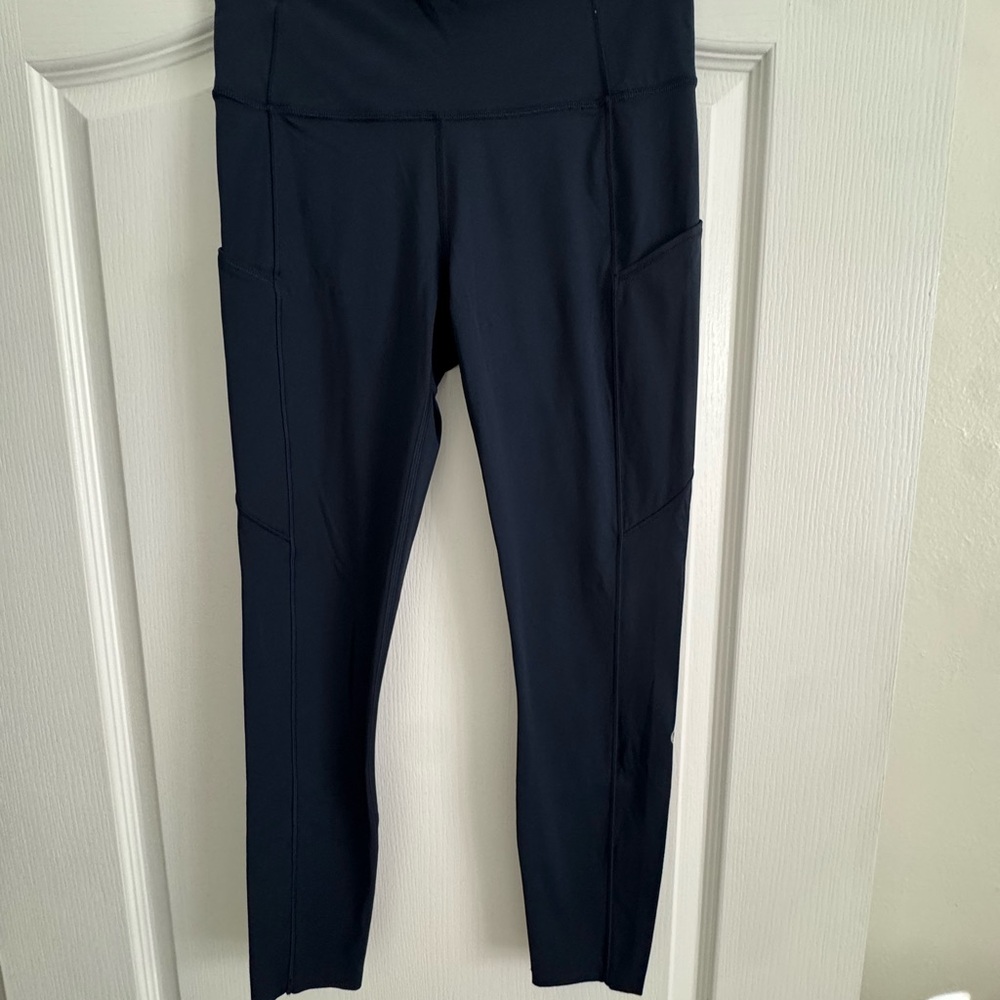 Lululemon Fast and Free Navy Leggings with Side Pockets
